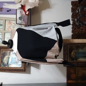 Womens Sweater Tri color BRILLIANT knit Pullover Wing sleeves sz L JOSEPH A b46